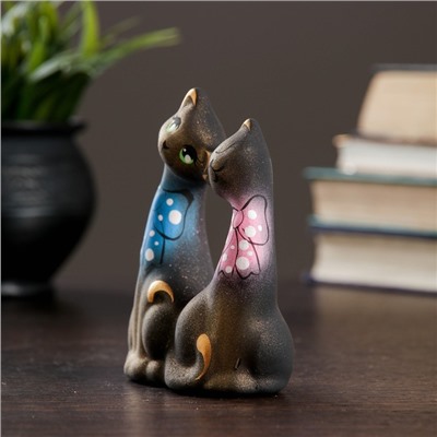 Фигурка керамика «Коты Влюбленные с бантиками», чёрные, 5×9×12 см