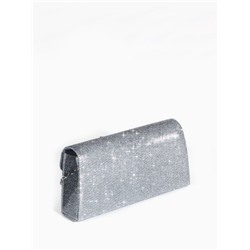 Сумка-клатч на магните, длинная цепь, цвет серебристый