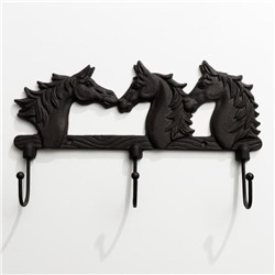 Крючки декоративные «Три коня», чугун, ключница настенная, 21×13×6.5 см
