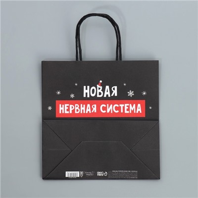 Пакет подарочный новогодний крафтовый «Нервы», 22×22×11 см