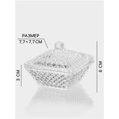 Конфетница «Рождество», 60 мл, 7.7×6 см, с крышкой, стекло, прозрачная