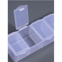 Органайзер для хранения мелочей, 7 ячеек, 19×4.5×3 см, с наклейками, прозрачный