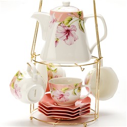 24737 Чайный набор 9пр 1,1л на мет/подст LR (х6)