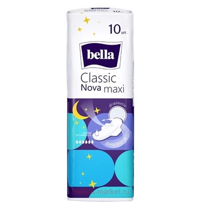 Прокладки Bella Classic Nova Maxi drainette 10 шт BЕ-012-MW10-E04