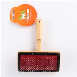 Щётка - пуходёрка деревянная «Премиум» широкая с каплями, основание 120×60 мм