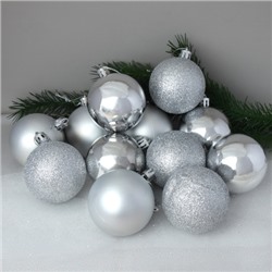 Елочные шары 12 штук 6 см / HX-13/1 /уп 60/ серебро
