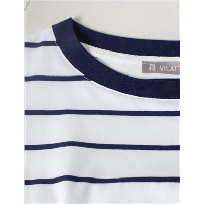 Свободная футболка в полоску из премиального хлопка с эластаном