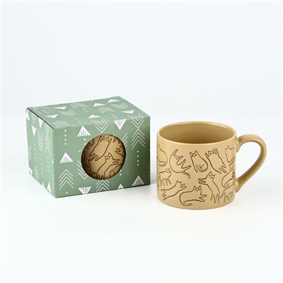 Кружка чайная керамическая «Котики», 320 мл, ручная работа