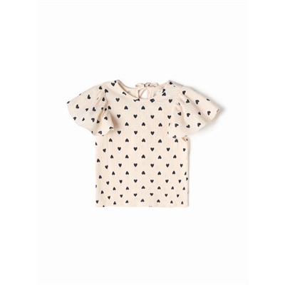 Футболка для девочки из муслина KAFTAN: «Сердечки», бежевая, рост 128 см
