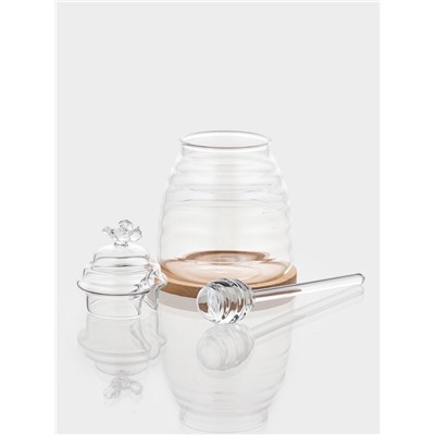 Баночка для мёда и варенья BellaTenero «Эко. Пчёлка», 300 мл, 10×12.5 см, с ложкой, стекло