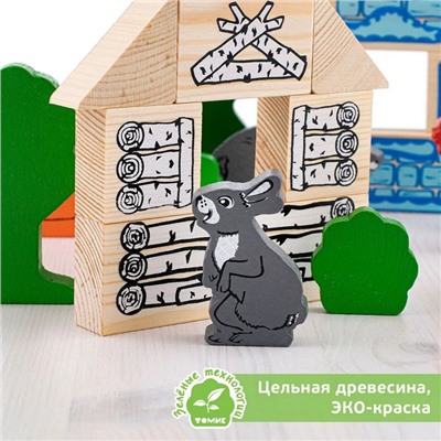 Конструктор деревянный «Сказки. Зайкина избушка», 24 детали