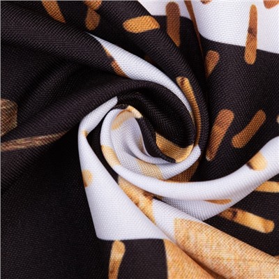 Комплект штор для кухни с подхватами «Этель. Золотой город», 2 шт., белые, чёрные, 145×180 см