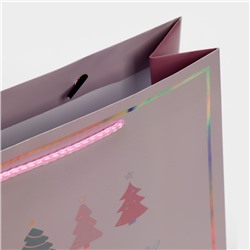 Пакет новогодний подарочный голографический «Моменты», 26×32×9 см