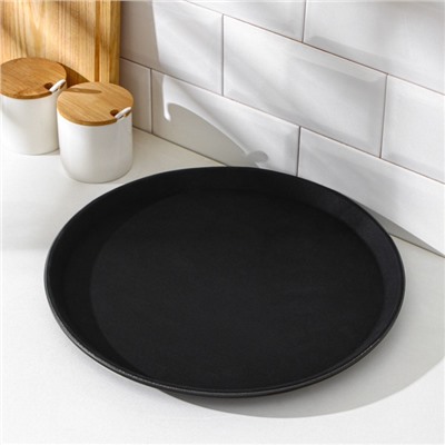 Поднос прорезиненный круглый Hanna Knövell, d=35 см, чёрный