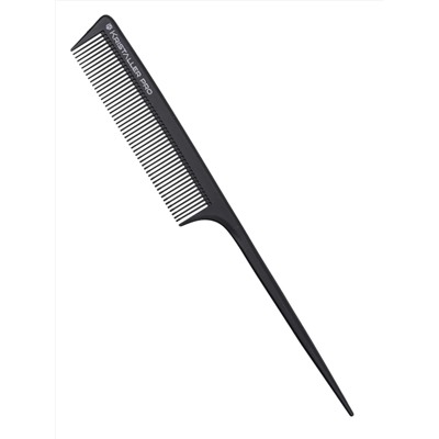 Kristaller Профессиональный гребень для волос с пластиковым хвостиком 06300, карбон, черный, 22 см 25314