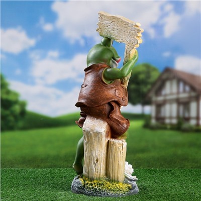 Садовая фигура из полистоуна «Лягушка с табличкой», 19×21×51 см