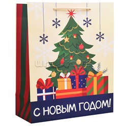 Бумажный пакет для сувенирной продукции с ламинацией, с шириной основания 26 cм