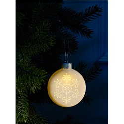 Ёлочный шар «Снежинка», 8.7×3.1×9.8 см, 1 LED, керамика, от батареек LR44×3, свечение тёплое белое