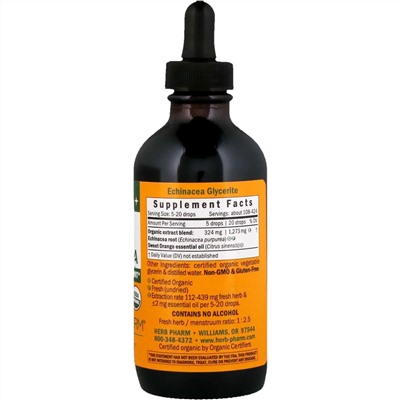 Herb Pharm, эхинацея для детей, без спирта, с апельсиновым вкусом, 120 мл (4 жидк. унции)