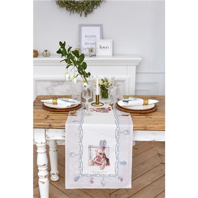 Дорожка на стол Этель «Пасхальные Тильды», 40×146 см, 100% хлопок, саржа 190 г/м², белая/розовая