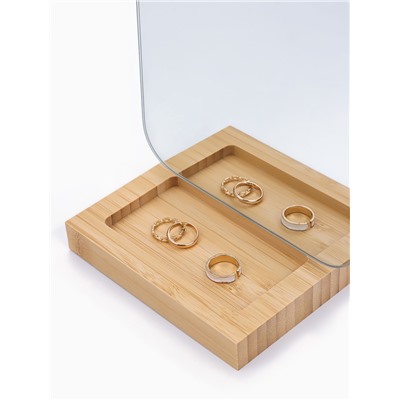 Зеркало с подставкой BAMBOO, на гибкой ножке, 16.5×26 см, (16.5×19.5 см), бамбуковое