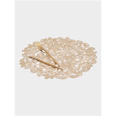 Набор салфеток сервировочных на стол Доляна «Листья», 38×38 см, 4 шт., ПВХ, золотистый