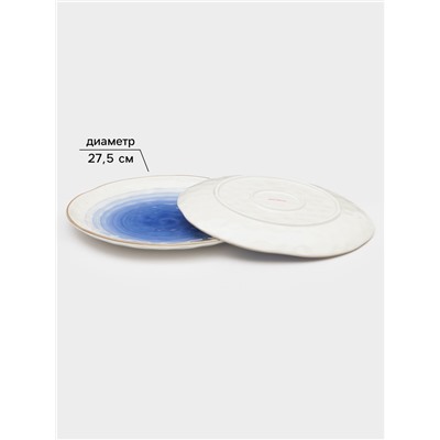 Набор посуды Доляна «Космос», 16 предметов: 4 тарелки d=21 см, 4 тарелки d=27.5 см, 4 миски d=13 см, 4 кружки 400 мл, фарфор, белый, синий