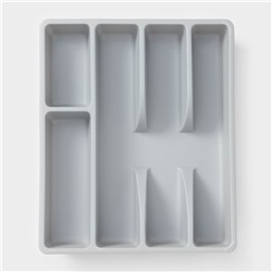 Лоток для столовых приборов, 5 отделений, 25.5×30.7×4.6 см, серый