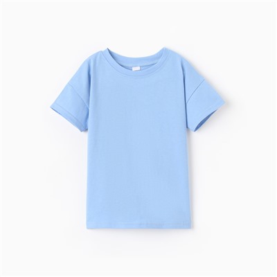 Футболка детская со спущенным плечом, цвет голубой, рост 140 см