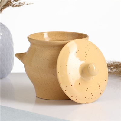 Горшочек для запекания Борисовская керамика «Каракум», 650 мл, 12×12 см, жёлтый