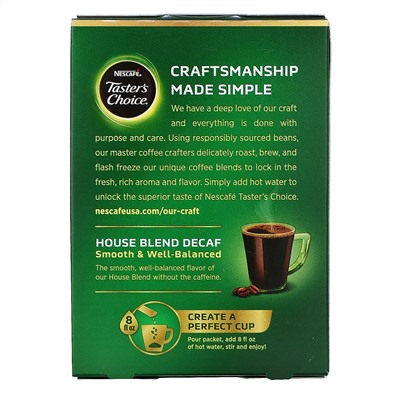 Nescafé, Тэйстерс Чойс, Растворимый Кофе, Декаф Хаус Бленд, 16 пакетиков, 0.1 унций (3 гр) каждый