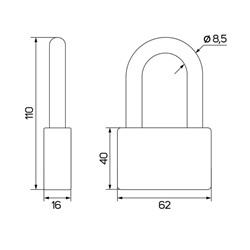 Замок навесной, тип 6, 7×70 мм, длинная дужка