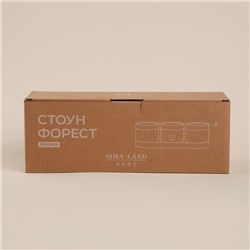 Набор банок для сыпучих продуктов на подставке SL Home «Стоун форест», 4 предмета: 3 банки 220 мл, подставка, керамика