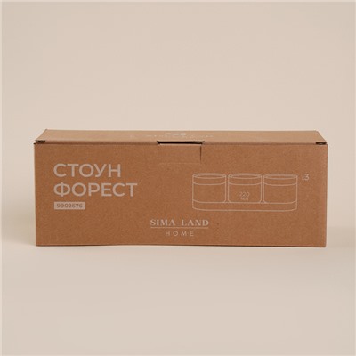 Набор банок для сыпучих продуктов на подставке SL Home «Стоун форест», 4 предмета: 3 банки 220 мл, подставка, керамика