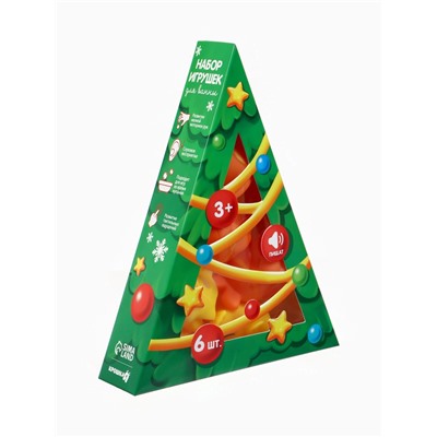 Новогодний набор резиновых игрушек для ванны, 6 шт., с пищалкой, Крошка Я