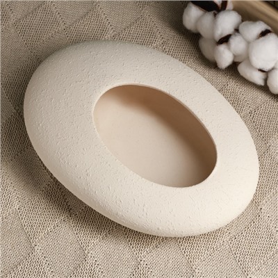 Декоративное кашпо - бонсайница «Галька», 800 мл, 23×18×7 см, керамическое, белое, Greengo