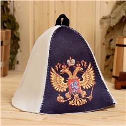 Шапка для бани и сауны «Герб России», полиэфир 70%, шерсть 30%, с принтом, «Добропаровъ»