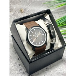 Подарочный набор для мужчины часы и браслет + коробка #22864425