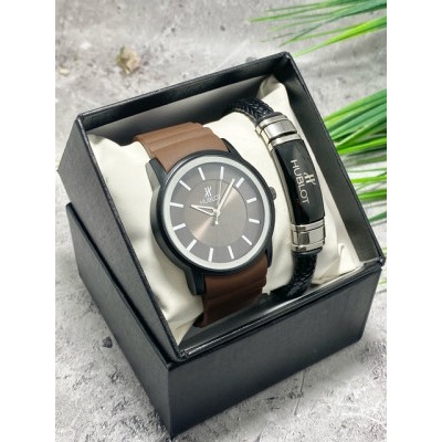 Подарочный набор для мужчины часы и браслет + коробка #22864425