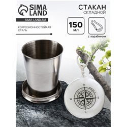 Складной стакан с карабином «Компас», 150 мл