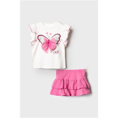 Комплект детский трикотажный для девочек: джемпер (футболка), юбка-шорты PLAYTODAY, 1240076