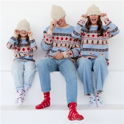 Свитер вязаный новогодний детский KAFTAN Scandinavia, размер 32 (110-116 см), голубой