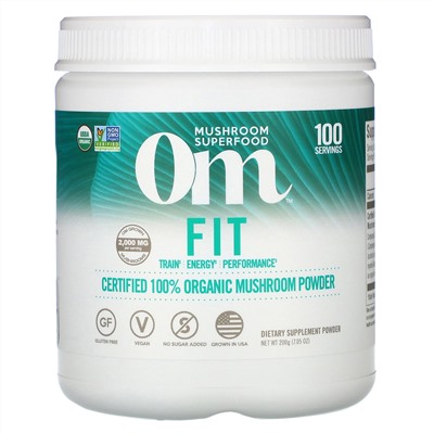 Om Mushrooms, Fit, Certified 100% Organic Mushroom Powder, 7.05 oz (200 g)