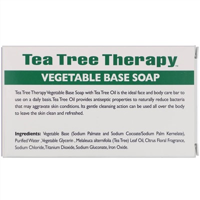 Tea Tree Therapy, Мыло на растительной основе, с маслом чайного дерева, брусок 110 г (3,9 унции)
