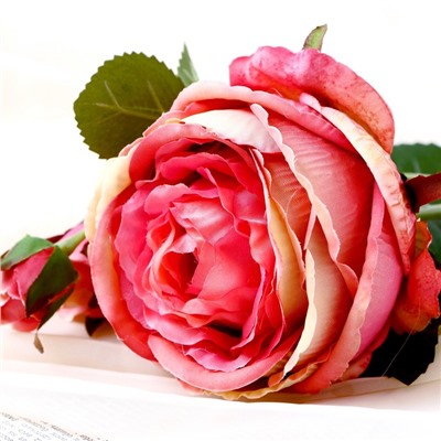 Цветы искусственные «Роза Трио», 10×65 см, розовые