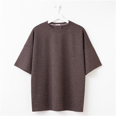 Футболка женская MINAKU OVERSIZE FIT, коричневая, размер 42