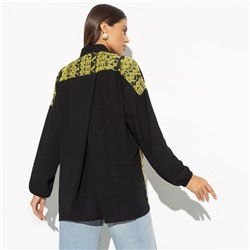 Рубашка со съемным карманом и контрастным декором, Пик актуальности (black)