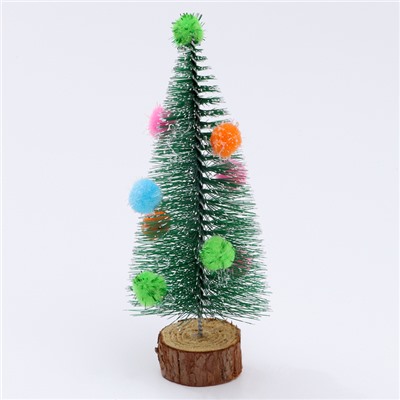 Декор «Ёлочка с цветными шарами», с текстильными игрушками, на подставке, 7×7×15 см
