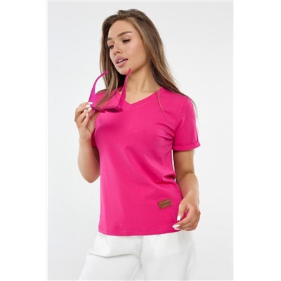 Футболка женская с v-образной горловиной РИФУТЖЕН (Фуксия)