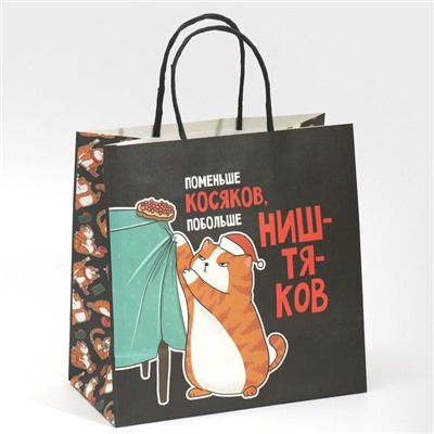 Пакет подарочный новогодний «Косяки наше всё», 22×22×11 см